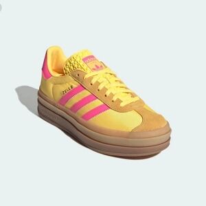 Adidas Women's Vibrant Yellow and Pink Sneakers